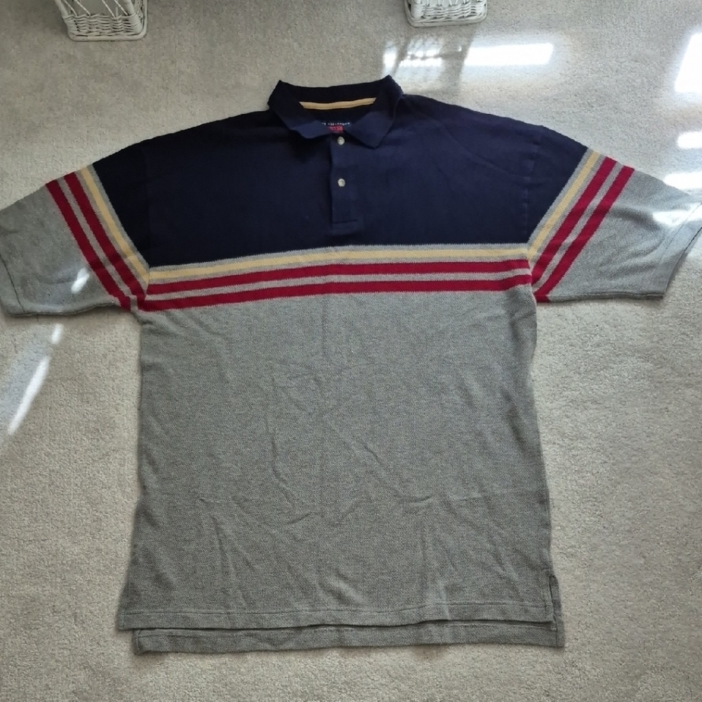 Classic Men's Polo Shirt in Navy, Gray, and Red